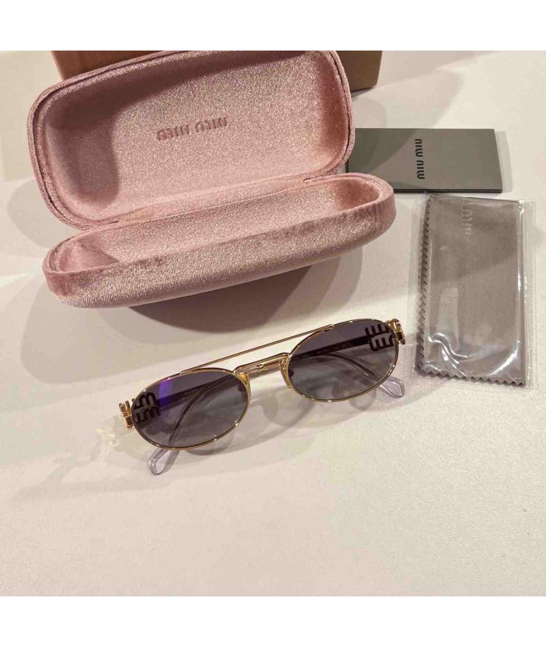 MIU MIU Золотые металлические солнцезащитные очки, фото 3