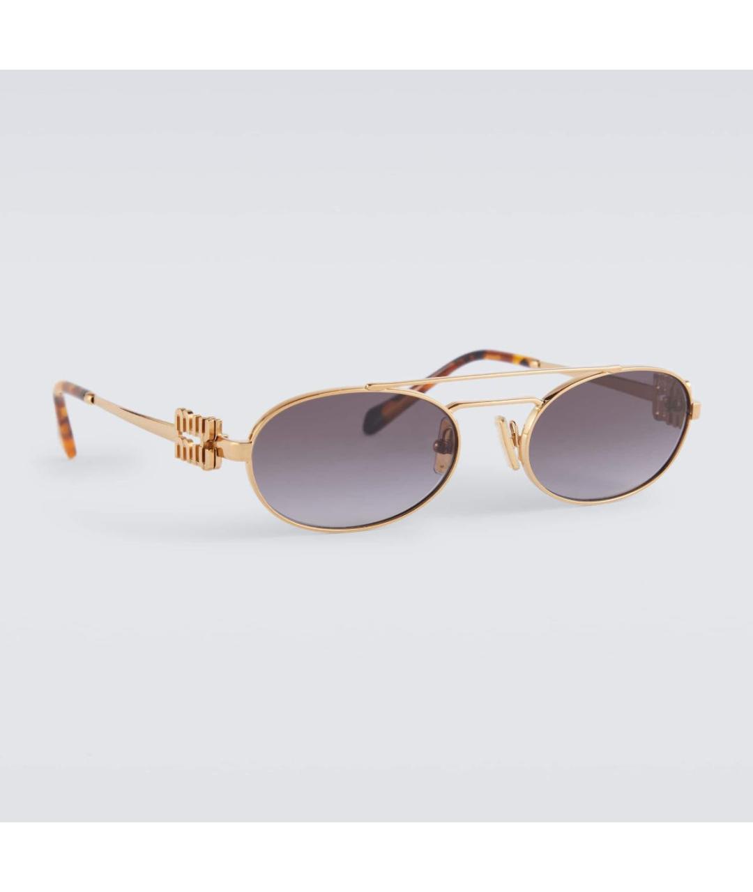 MIU MIU Золотые металлические солнцезащитные очки, фото 4
