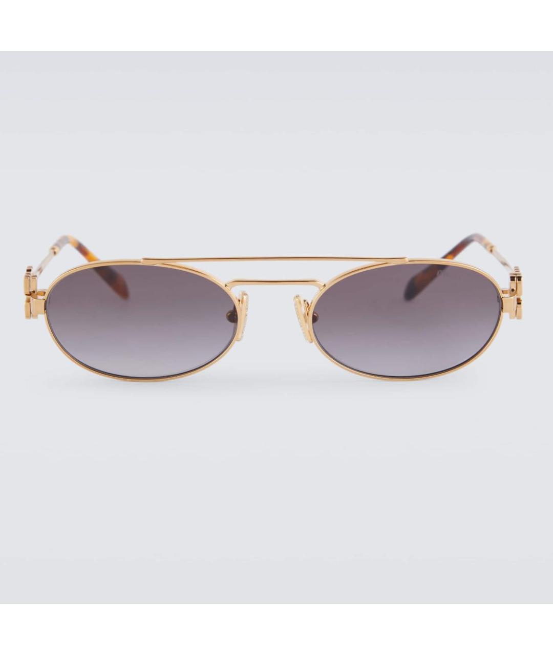 MIU MIU Золотые металлические солнцезащитные очки, фото 2