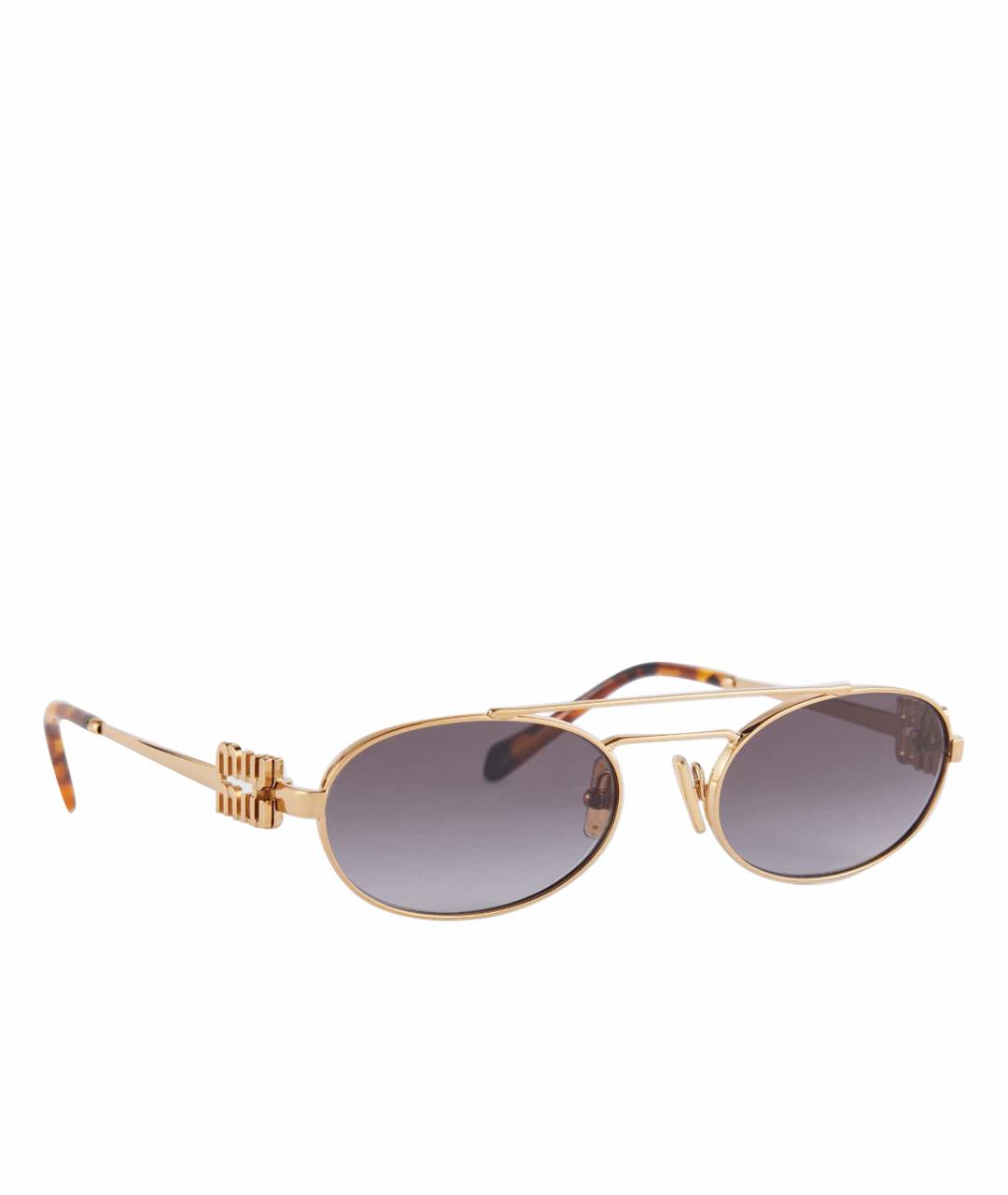 MIU MIU Золотые металлические солнцезащитные очки, фото 1