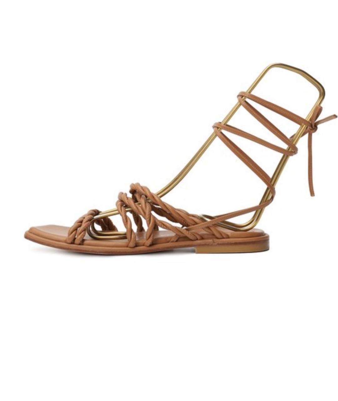 STUART WEITZMAN Бежевые кожаные сандалии, фото 9
