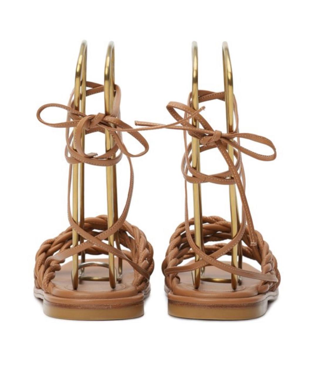 STUART WEITZMAN Бежевые кожаные сандалии, фото 4