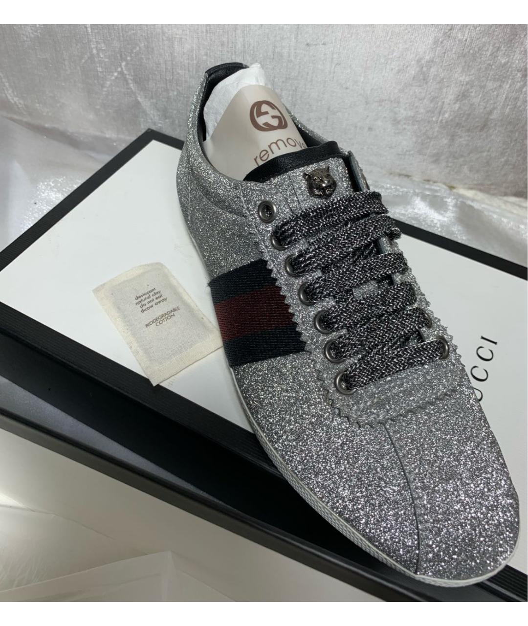 GUCCI Серебряные кеды, фото 6