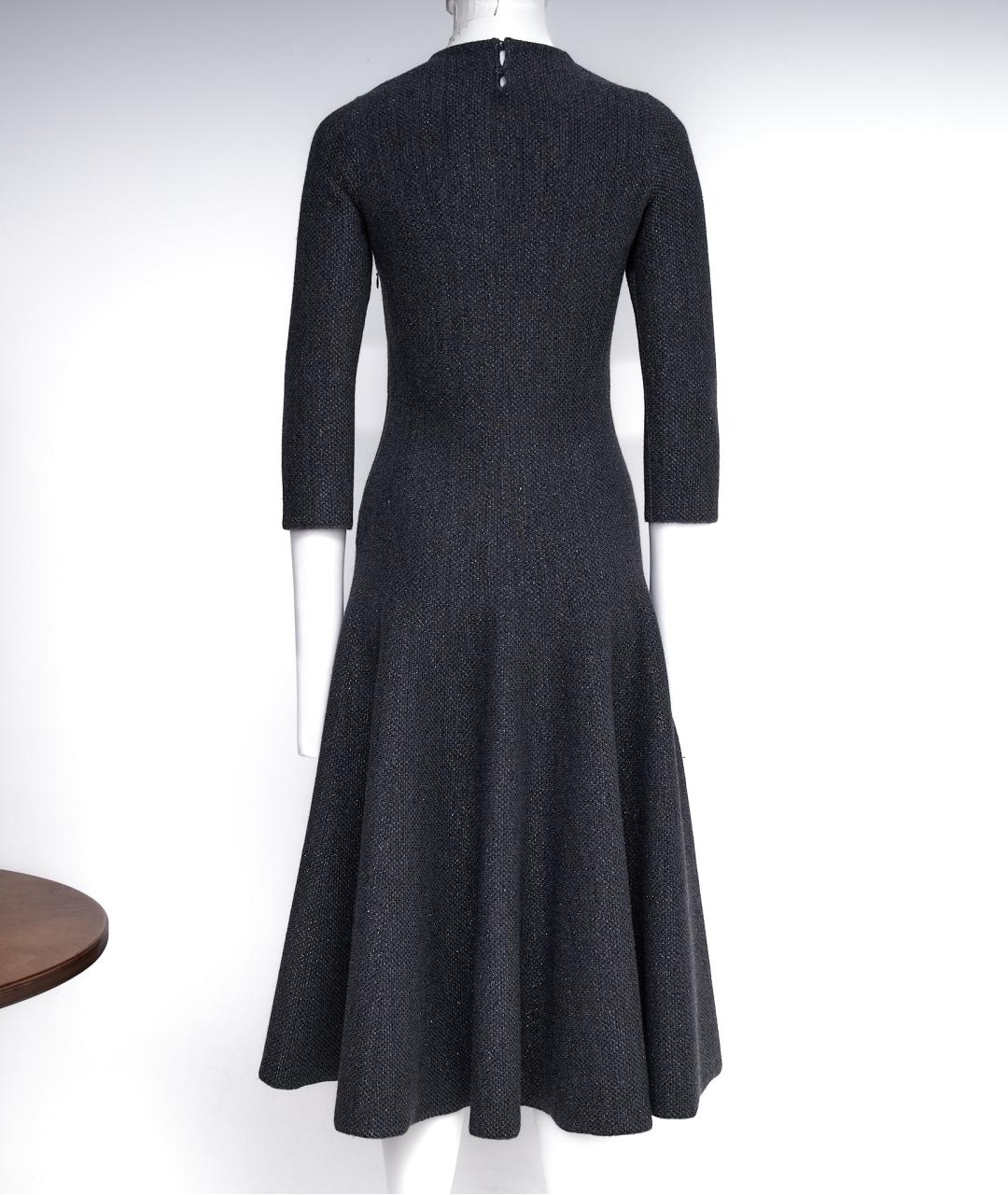CHRISTIAN DIOR Серое шерстяное повседневное платье, фото 2