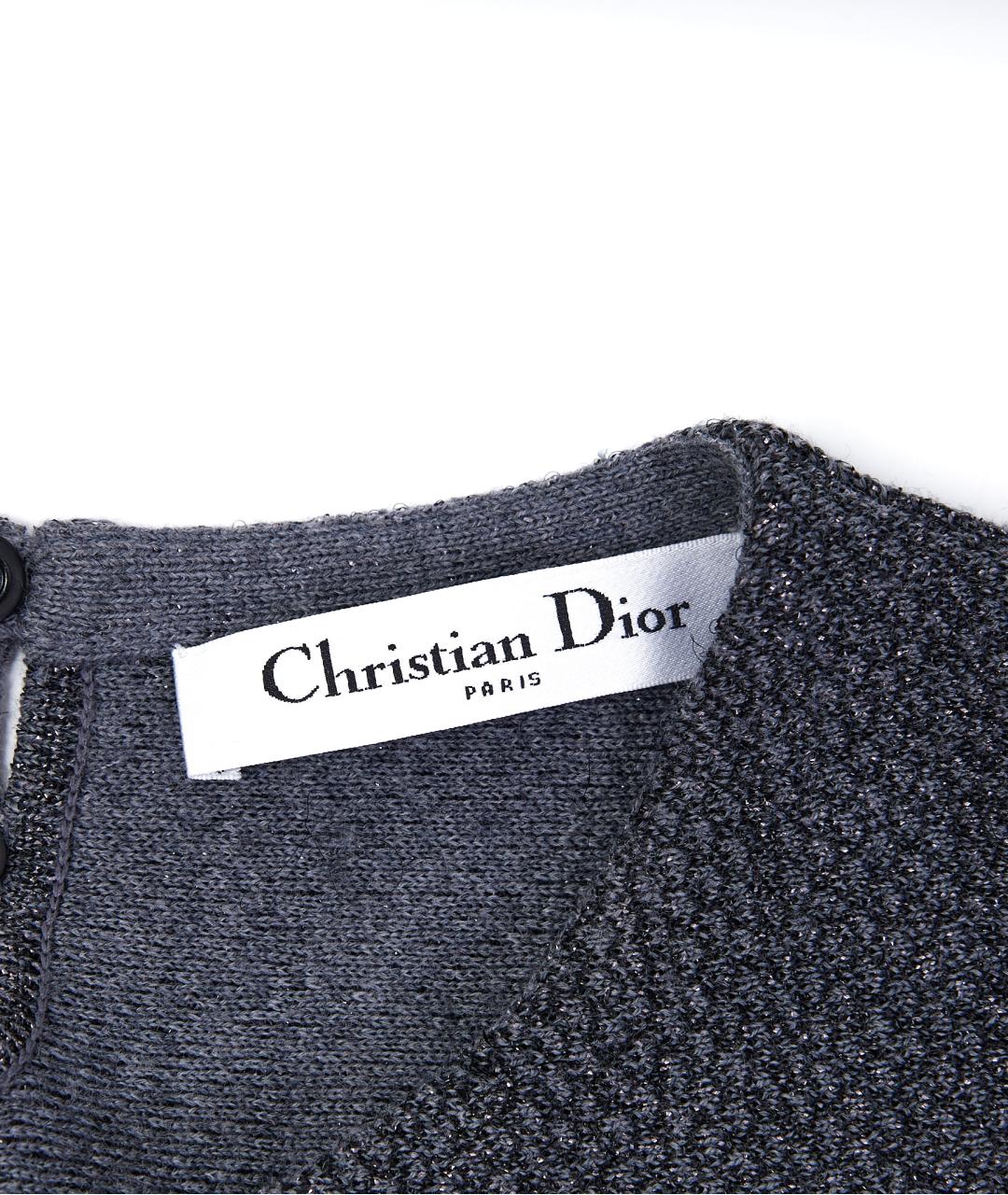 CHRISTIAN DIOR Серое шерстяное повседневное платье, фото 4