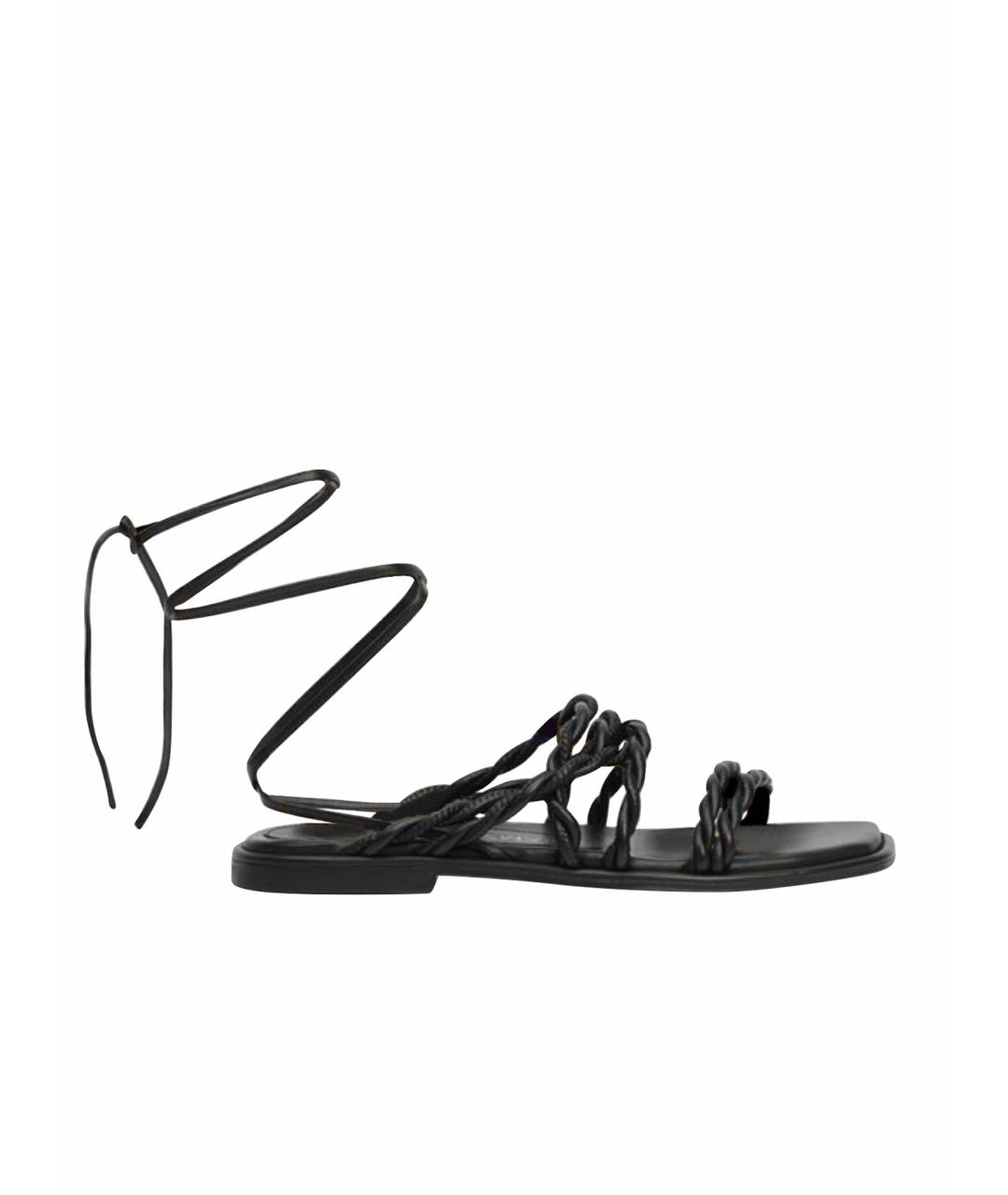 STUART WEITZMAN Черные кожаные сандалии, фото 1