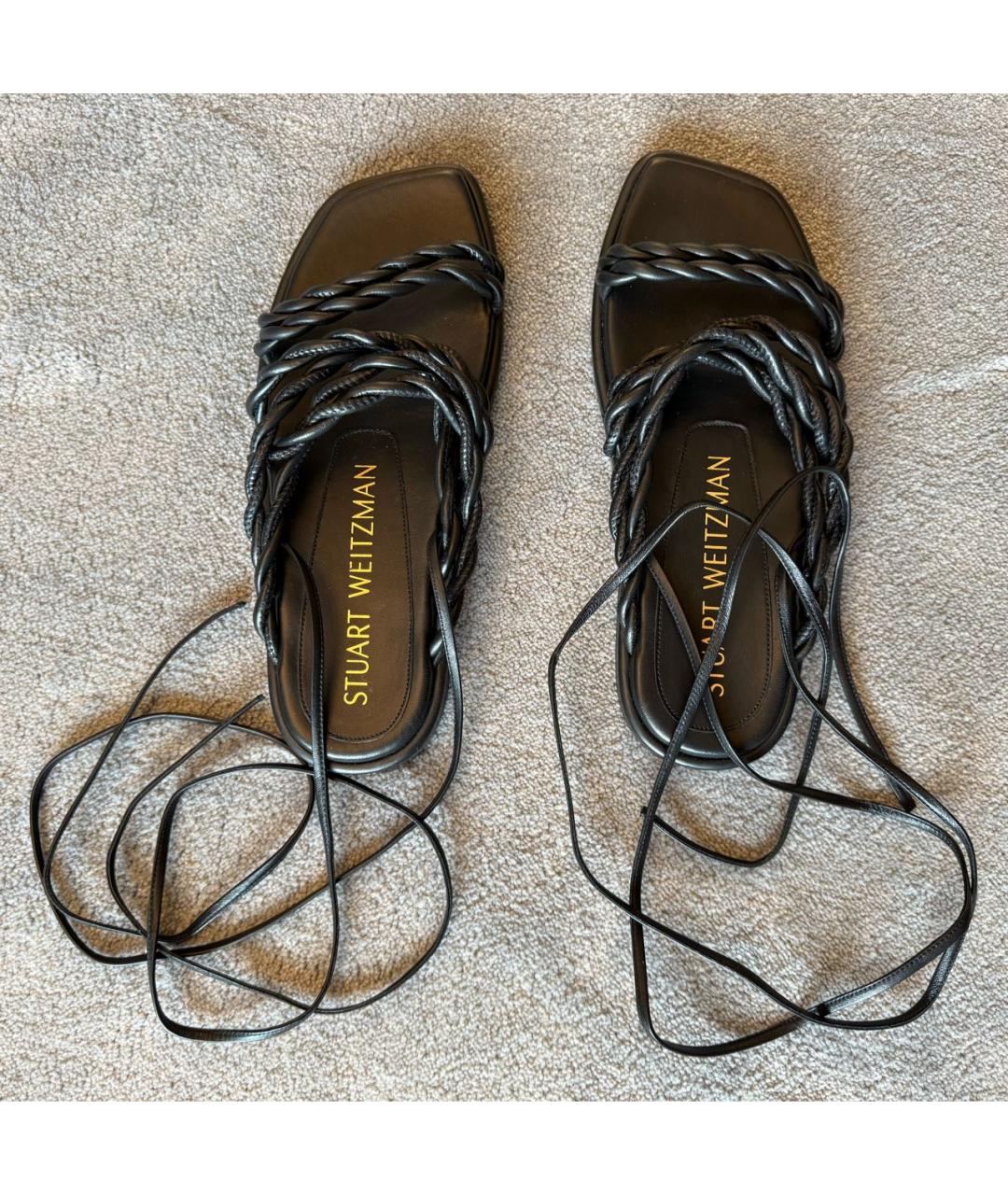 STUART WEITZMAN Черные кожаные сандалии, фото 3