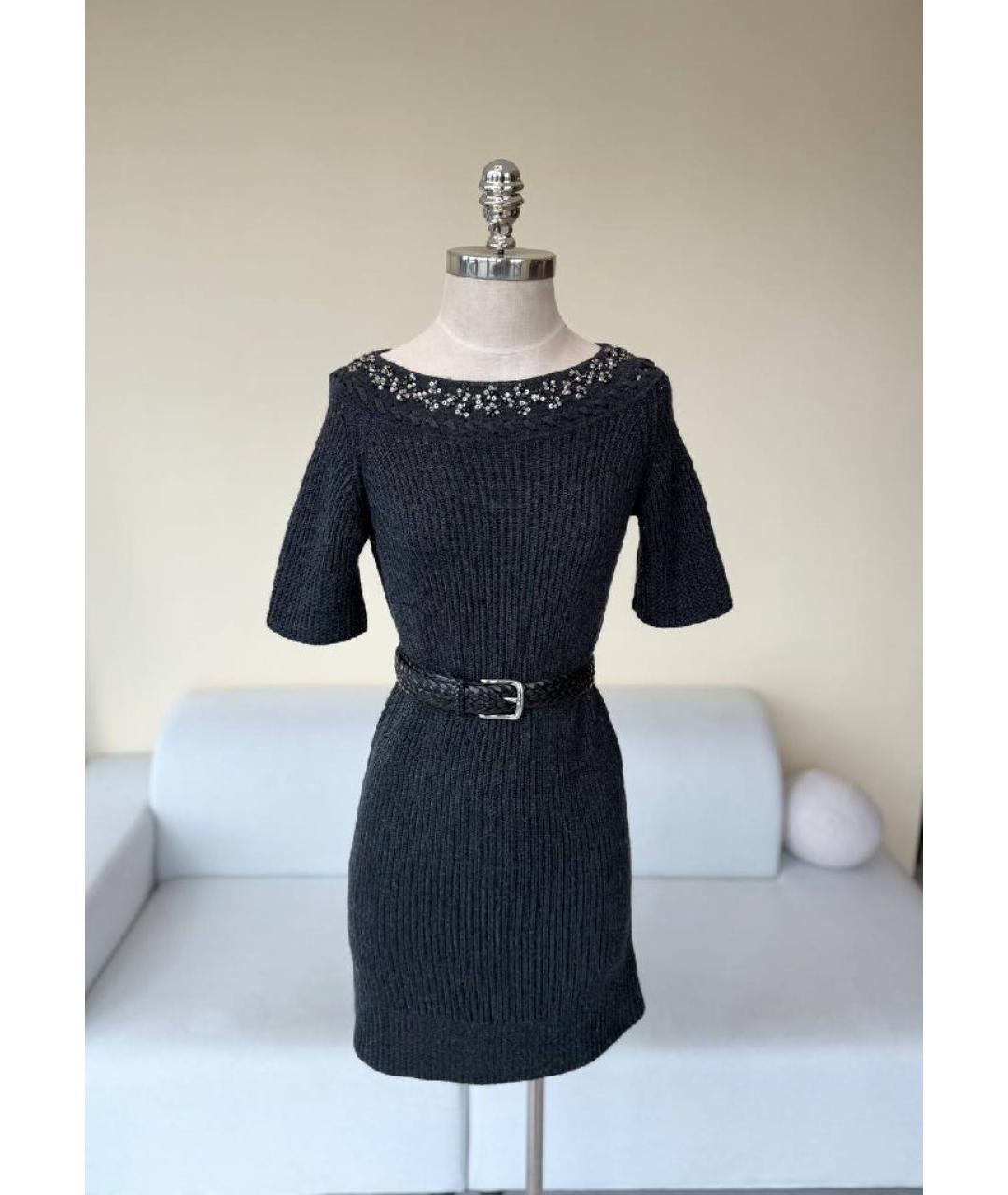 CHLOE Черное шерстяное повседневное платье, фото 2