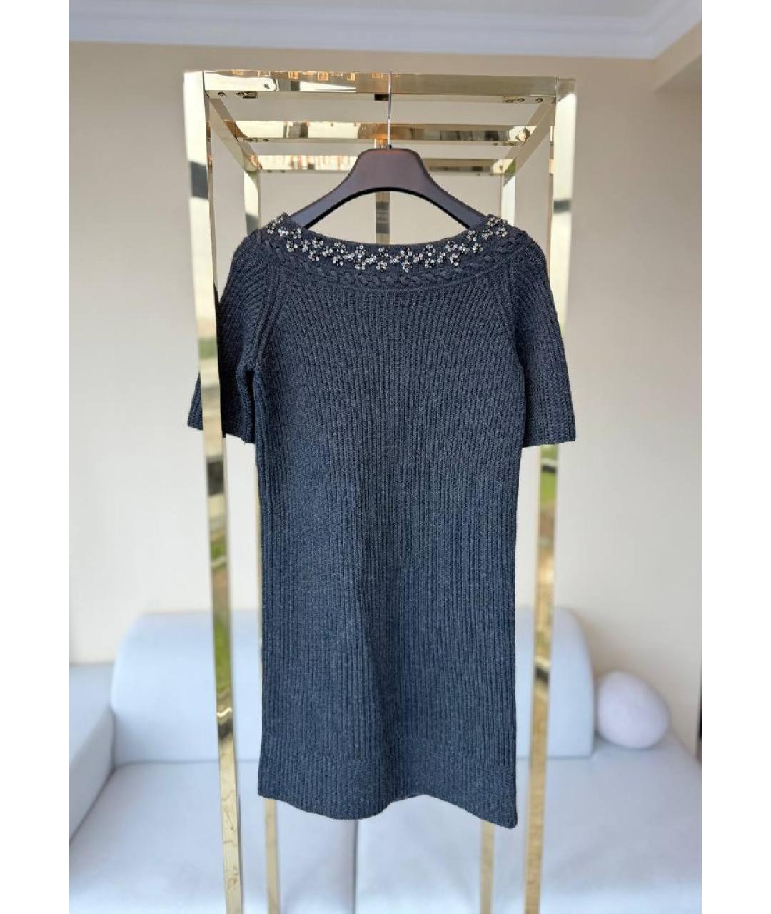 CHLOE Черное шерстяное повседневное платье, фото 3