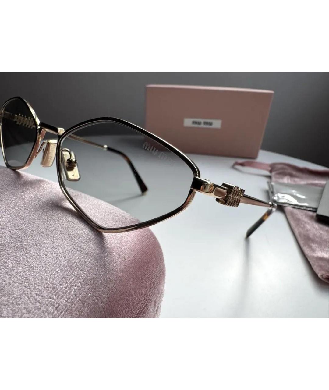 MIU MIU Золотые металлические солнцезащитные очки, фото 3