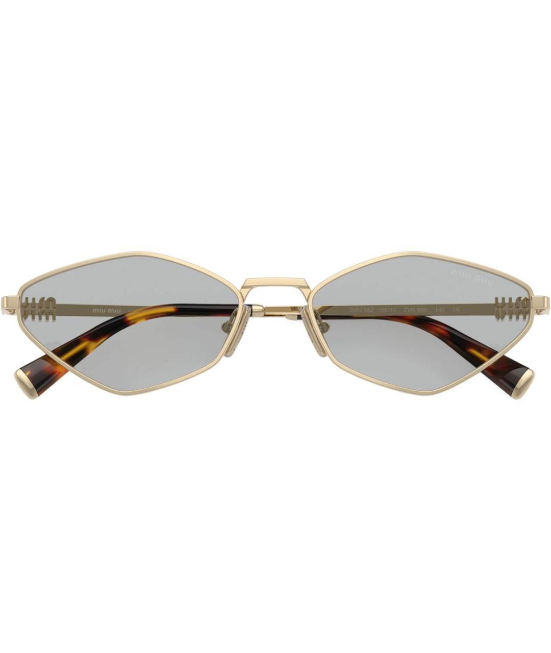 MIU MIU Золотые металлические солнцезащитные очки, фото 2