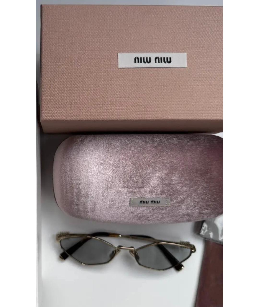 MIU MIU Золотые металлические солнцезащитные очки, фото 4