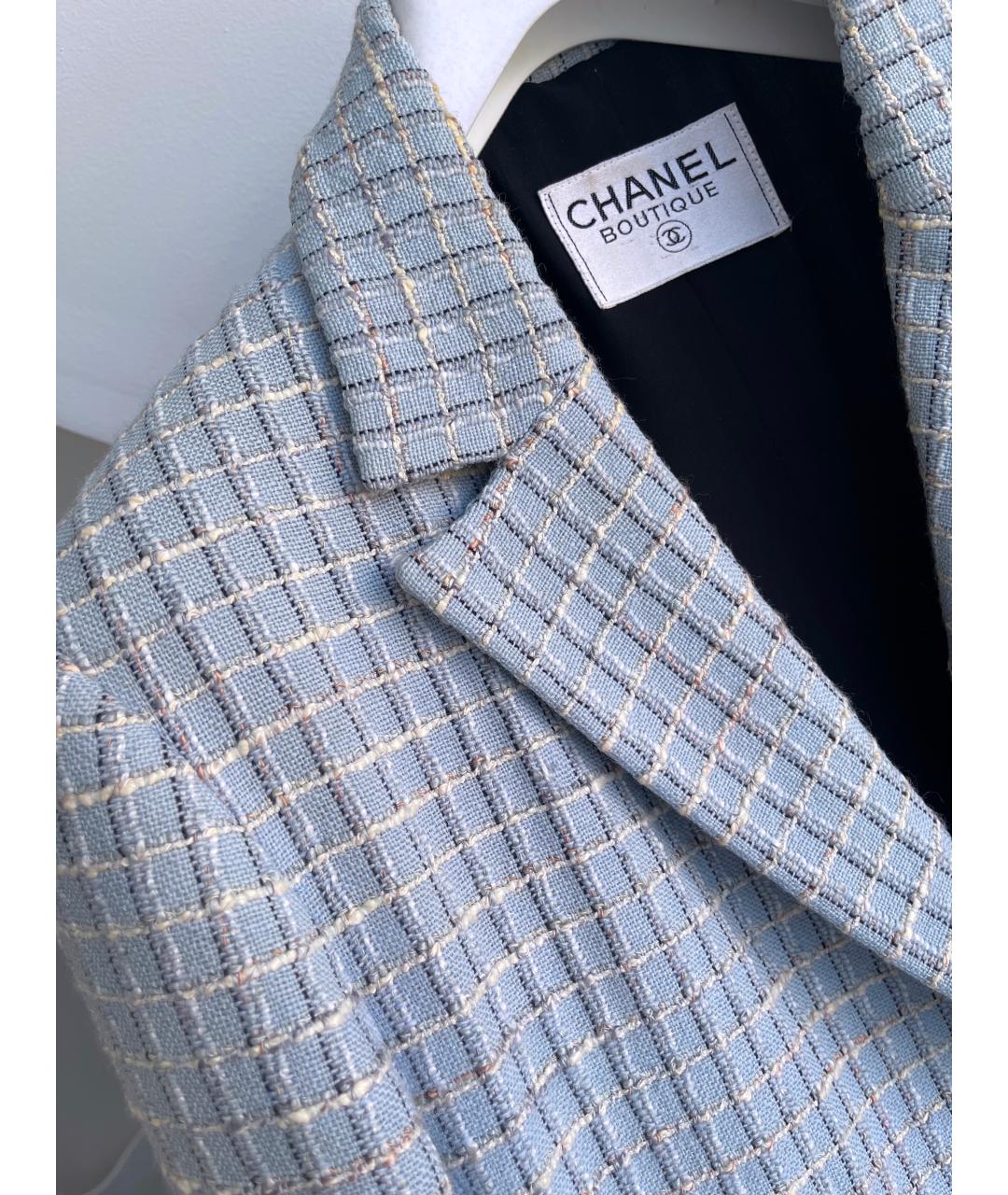 CHANEL Голубой шерстяной жакет/пиджак, фото 5