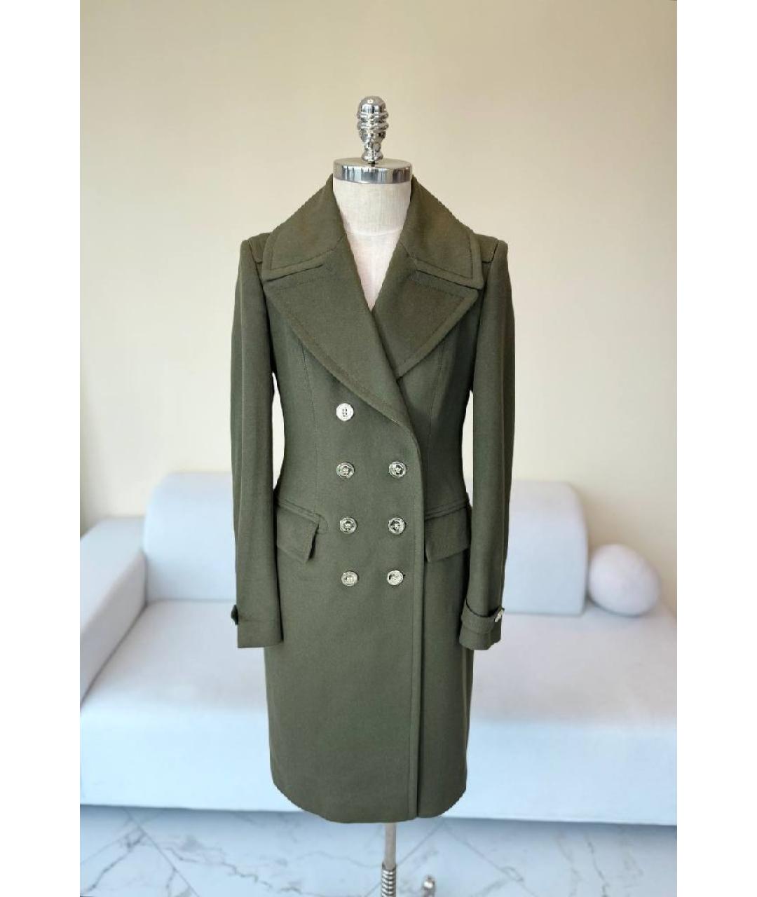 BURBERRY Зеленые шерстяное пальто, фото 2