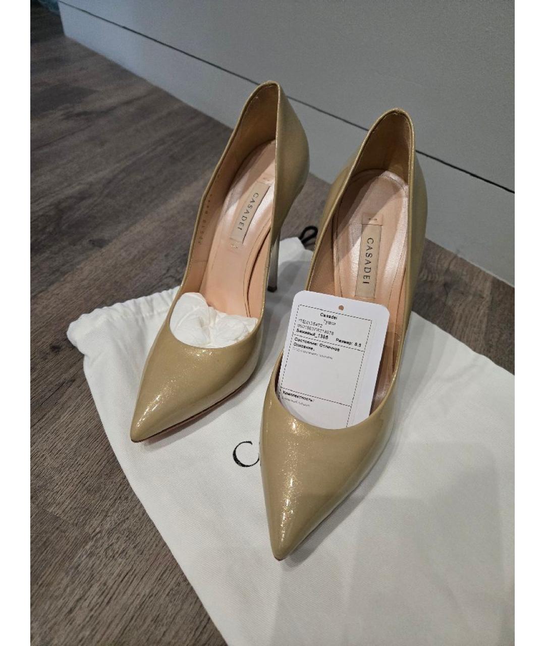 CASADEI Золотые туфли из лакированной кожи, фото 2