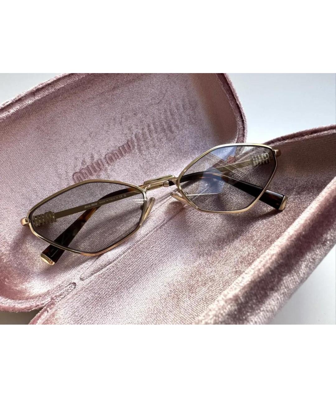 MIU MIU Золотые металлические солнцезащитные очки, фото 6