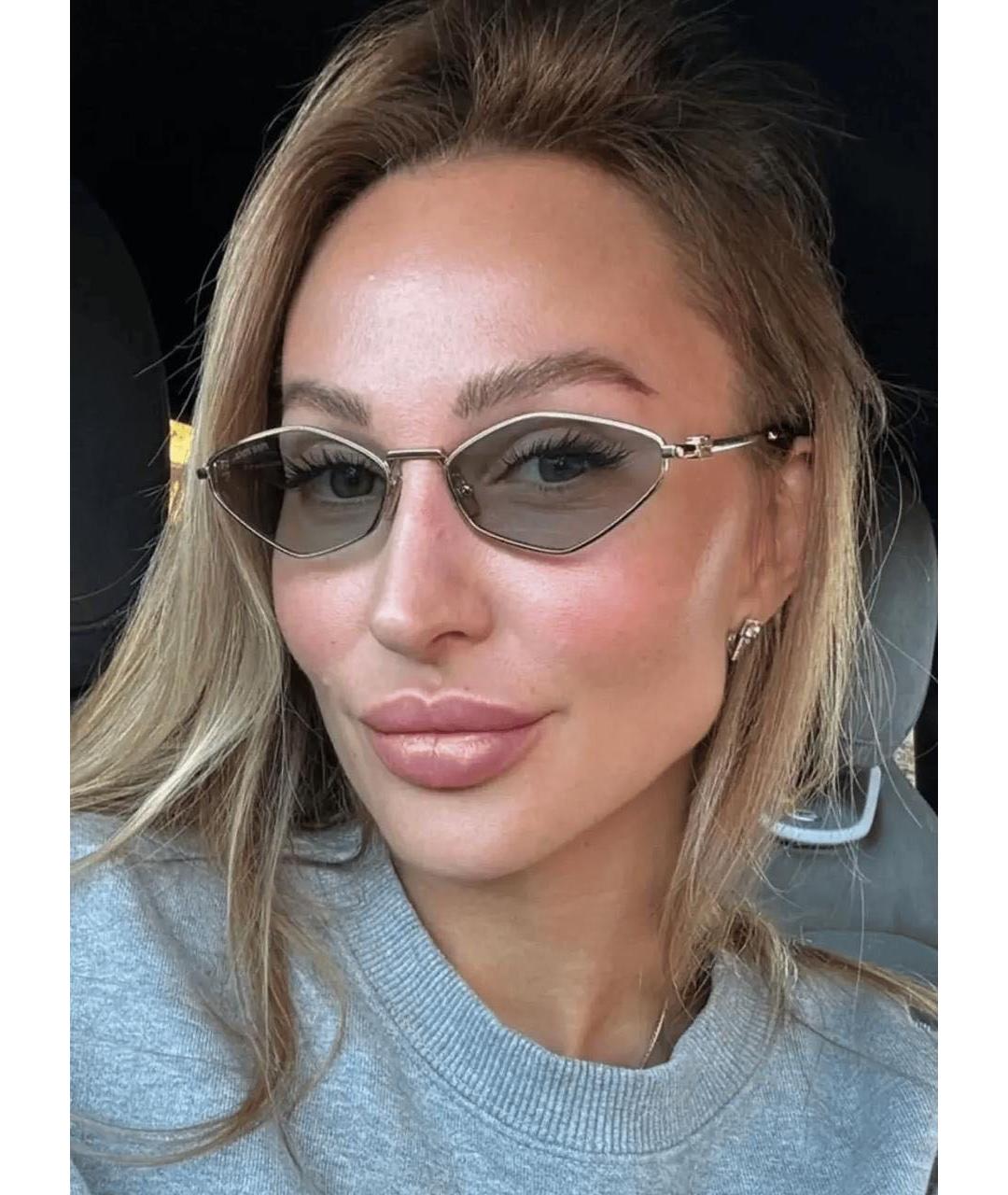 MIU MIU Золотые металлические солнцезащитные очки, фото 5