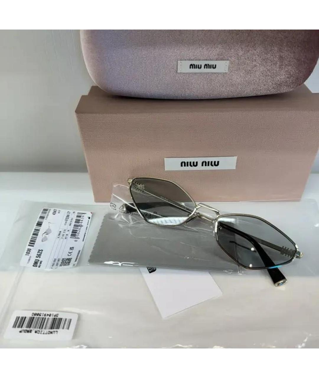 MIU MIU Золотые металлические солнцезащитные очки, фото 4