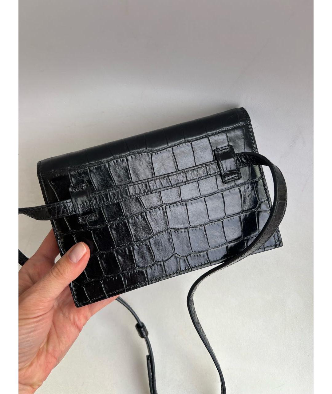 BALENCIAGA Черная кожаная поясная сумка, фото 3