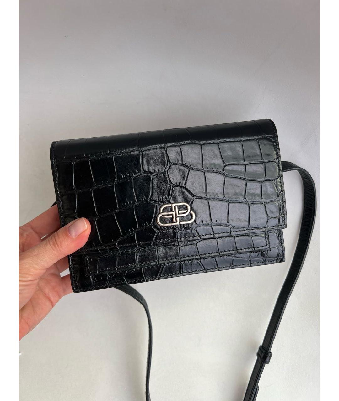 BALENCIAGA Черная кожаная поясная сумка, фото 2