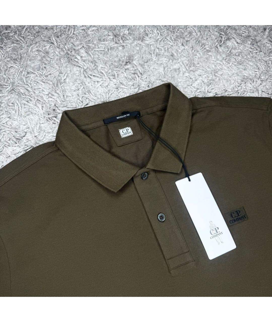CP COMPANY Коричневое хлопковое поло с длинным рукавом, фото 2