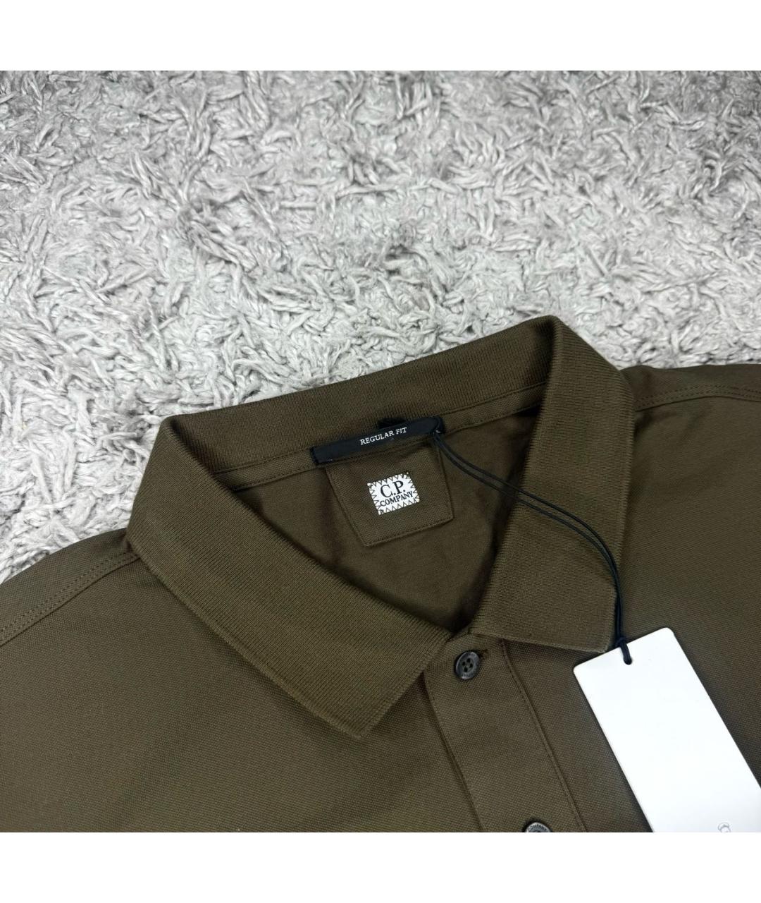 CP COMPANY Коричневое хлопковое поло с длинным рукавом, фото 3