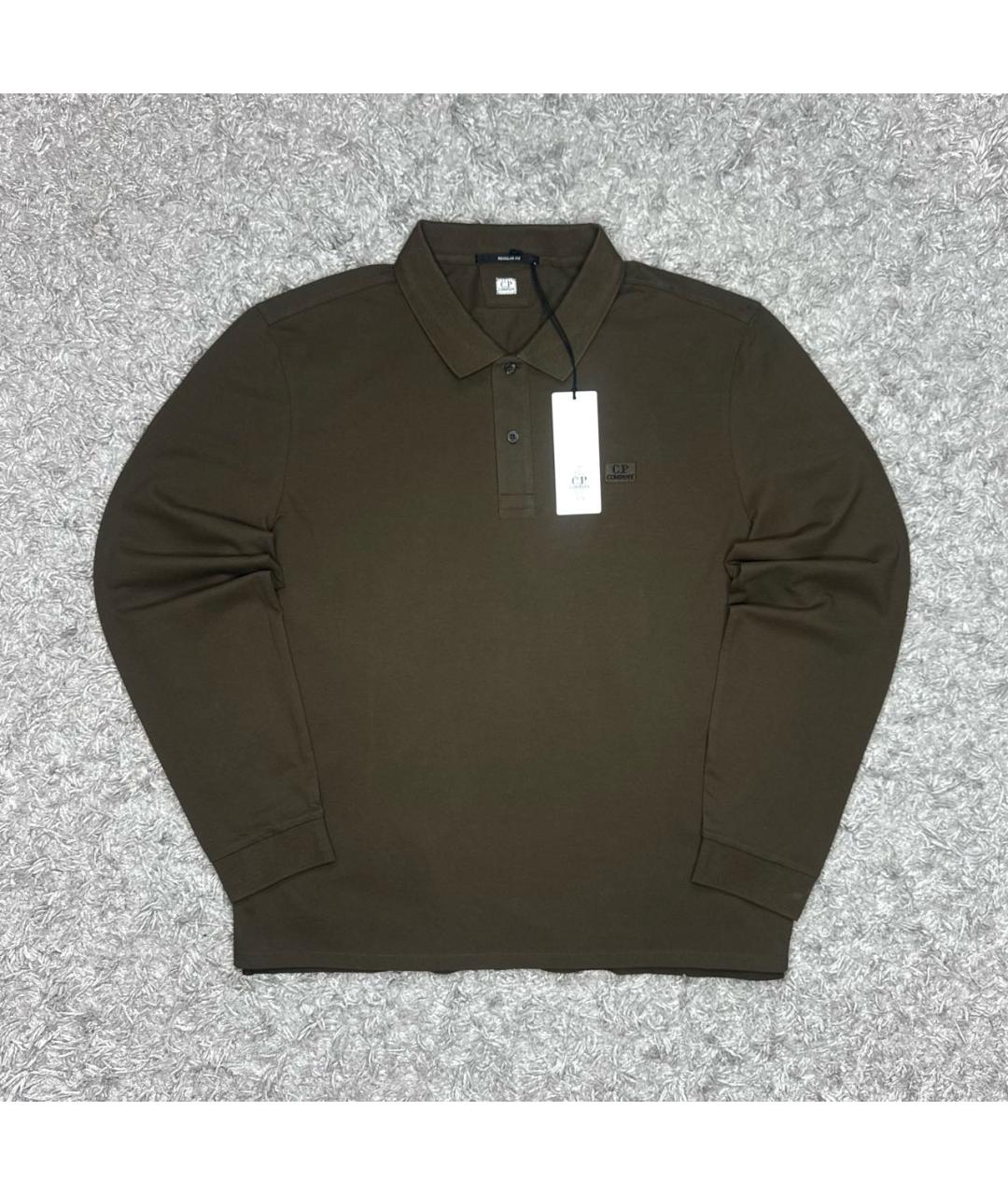 CP COMPANY Коричневое хлопковое поло с длинным рукавом, фото 6