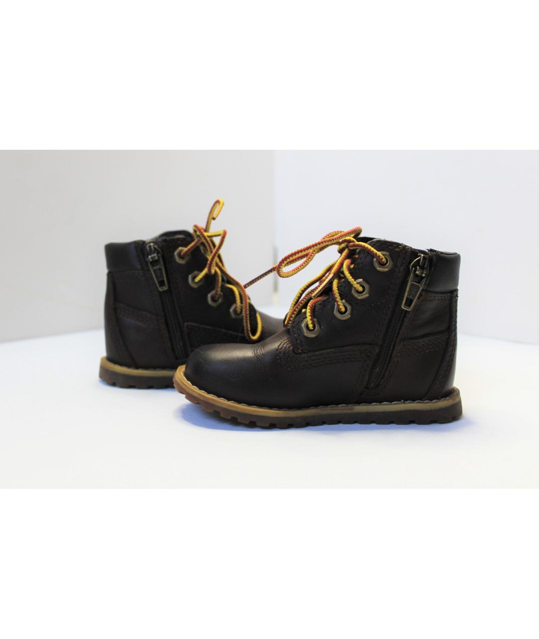 TIMBERLAND KIDS Коричневые кожаные ботинки, фото 6