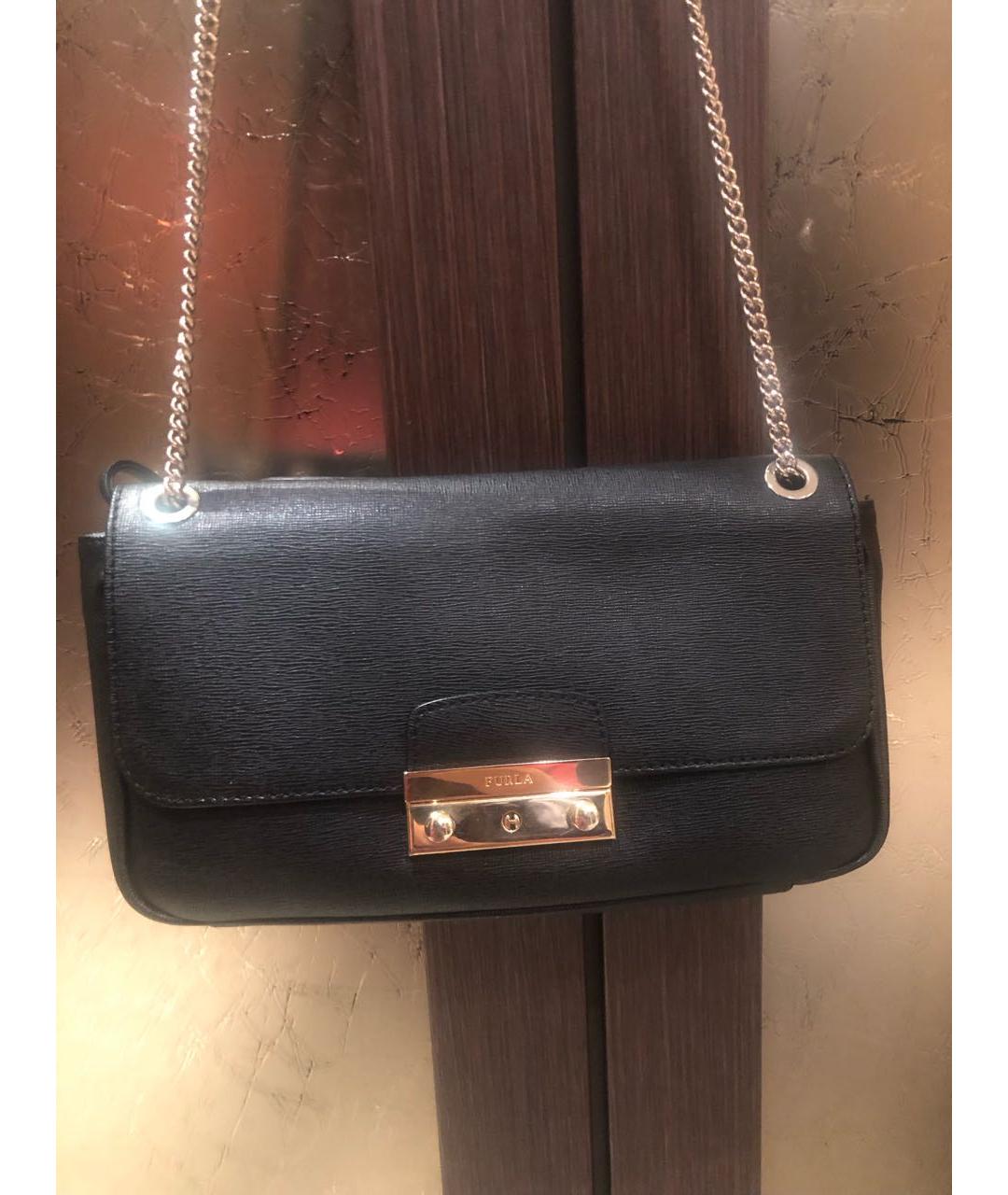 FURLA Черная кожаная сумка через плечо, фото 7