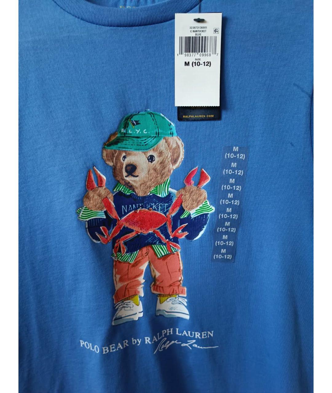 POLO RALPH LAUREN Голубая хлопковая футболка, фото 3