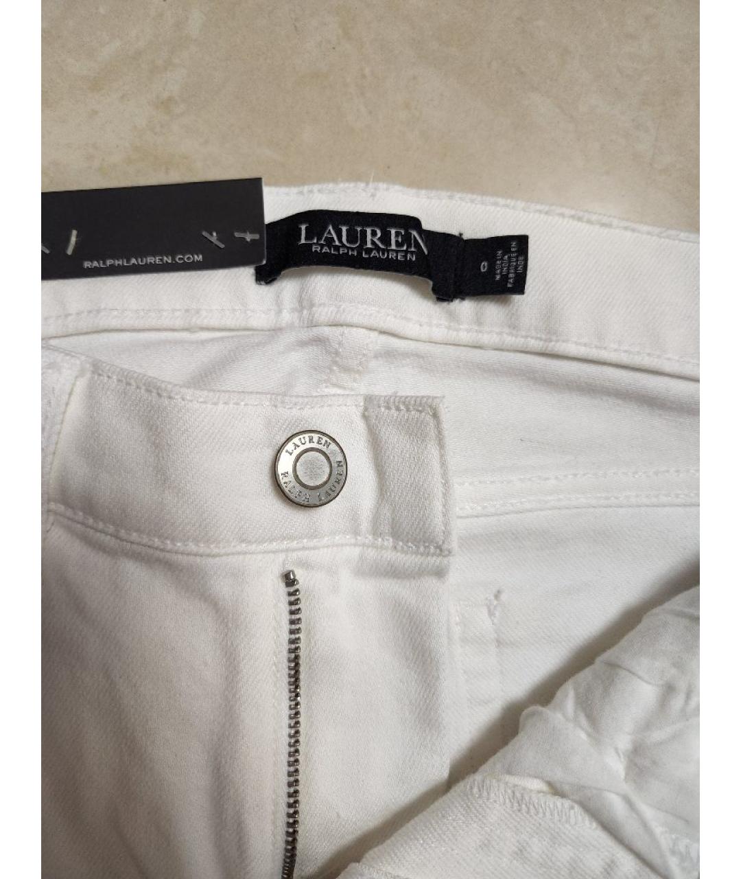 RALPH LAUREN Белые хлопковые джинсы слим, фото 3