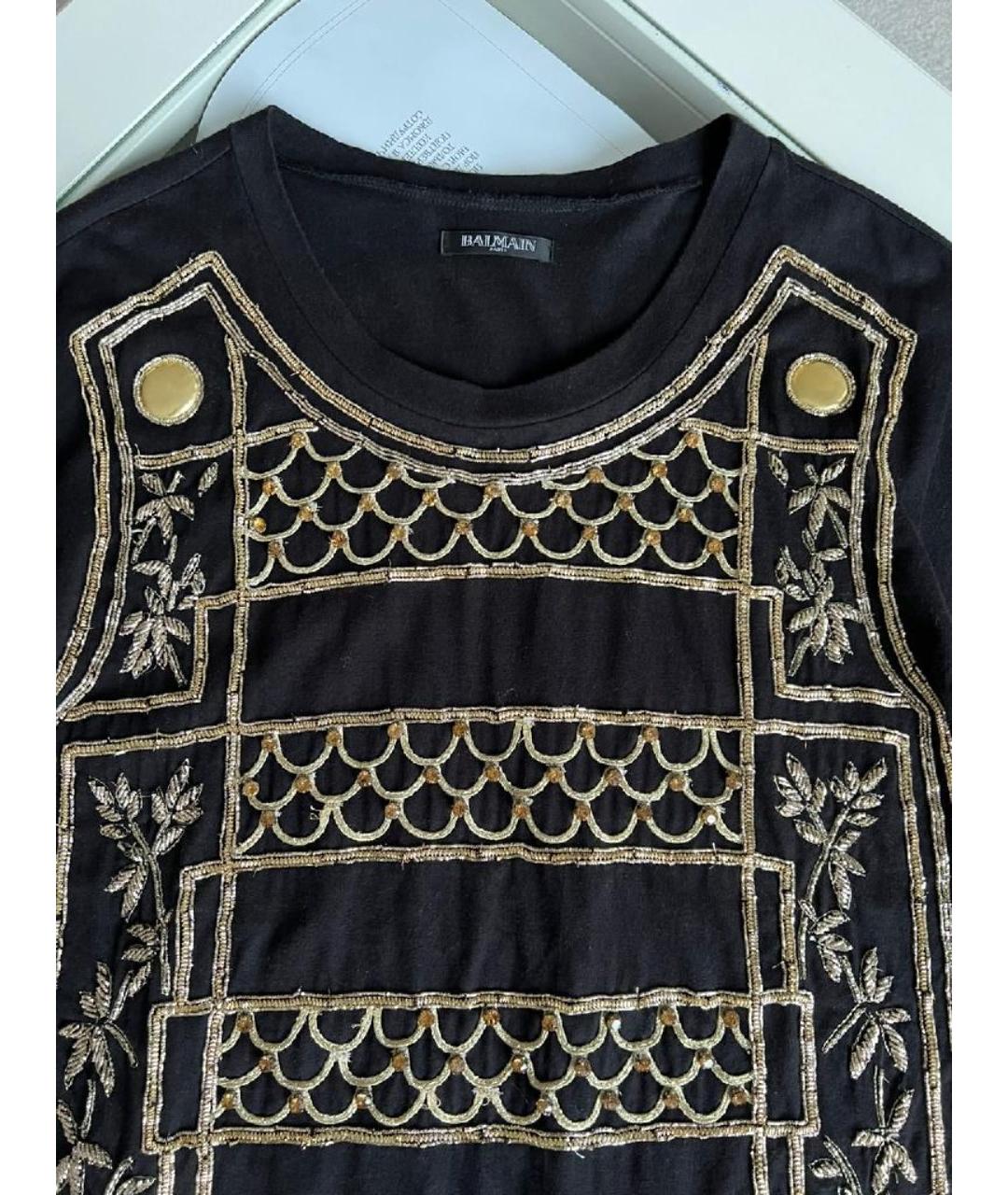 BALMAIN Черная хлопковая футболка, фото 3