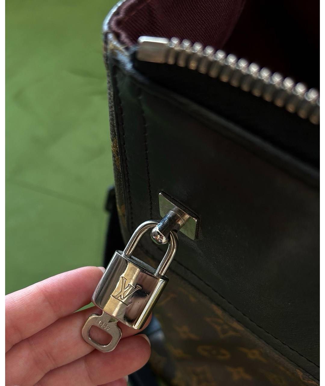 LOUIS VUITTON Коричневый кожаный портфель, фото 4
