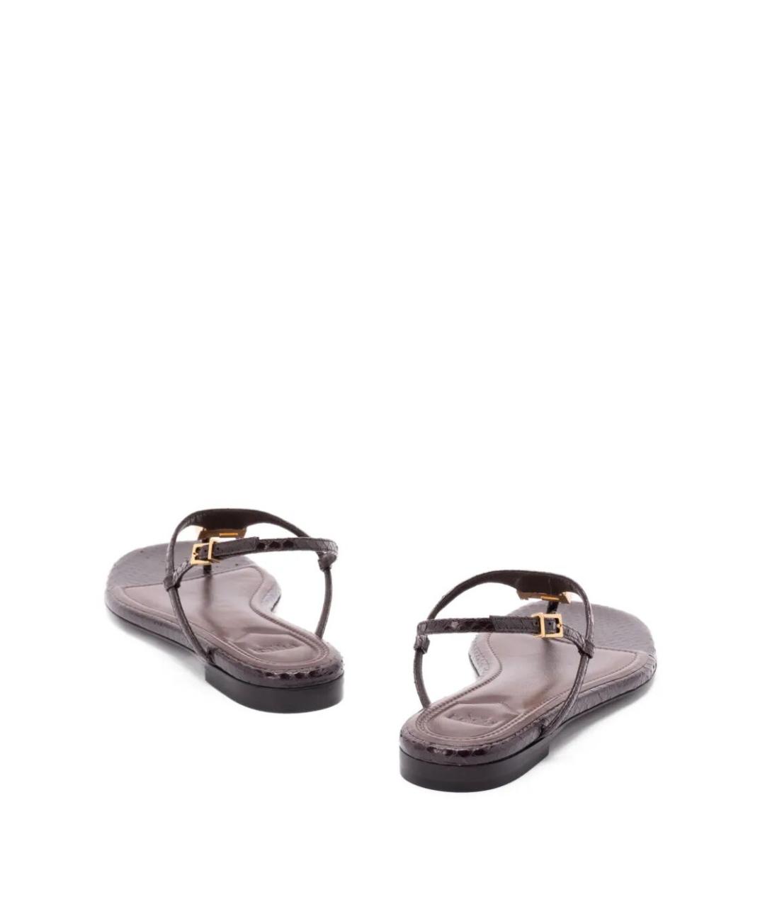 FENDI Бордовые кожаные сандалии, фото 4