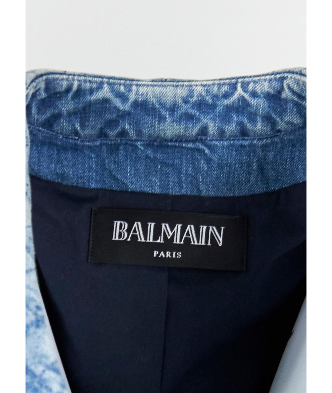 BALMAIN Голубой хлопковый жакет/пиджак, фото 4