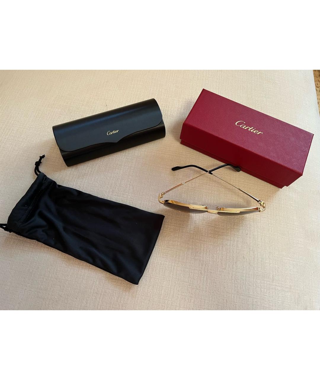CARTIER Золотые металлические солнцезащитные очки, фото 4