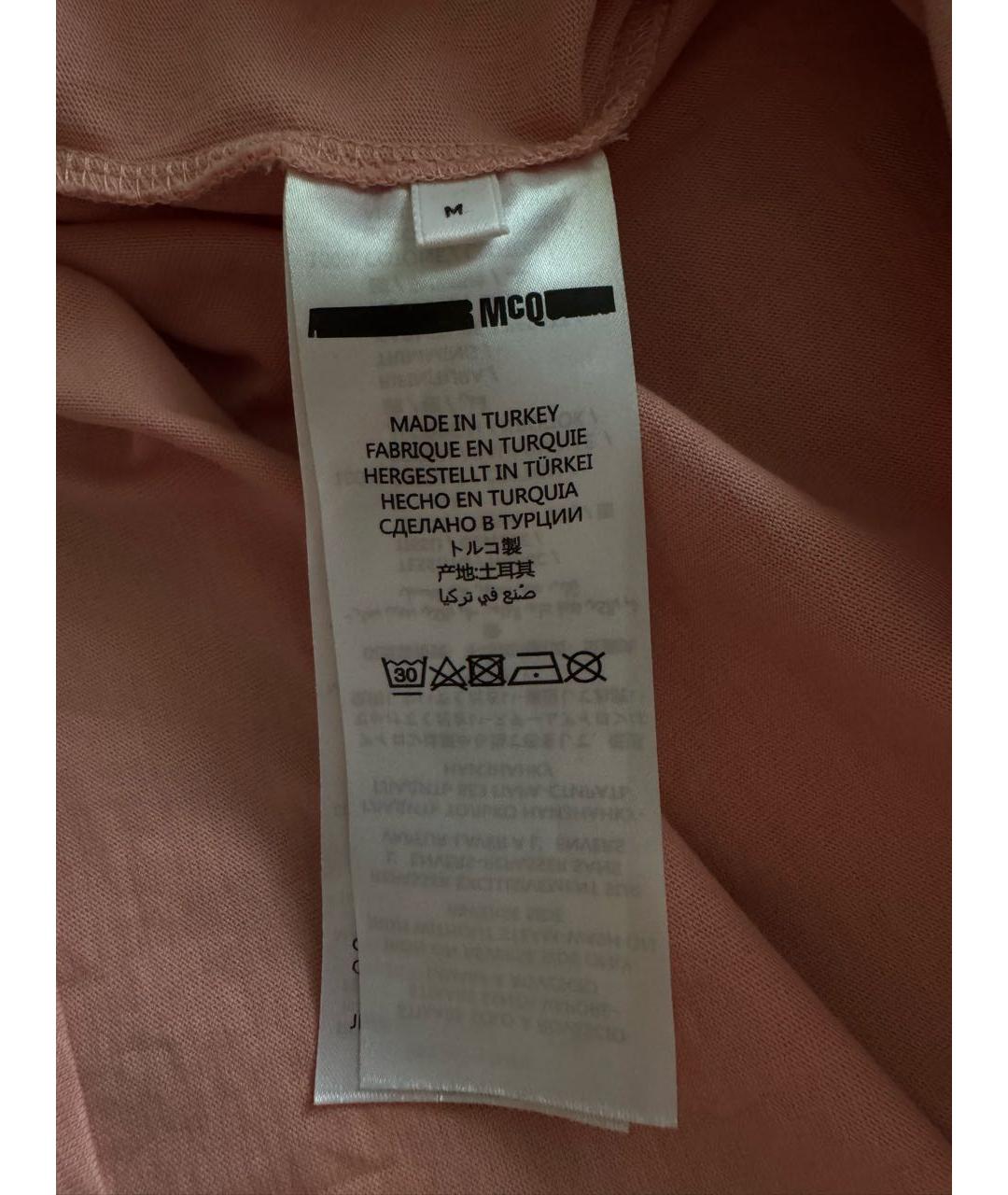 MCQ ALEXANDER MCQUEEN Розовая хлопковая футболка, фото 6