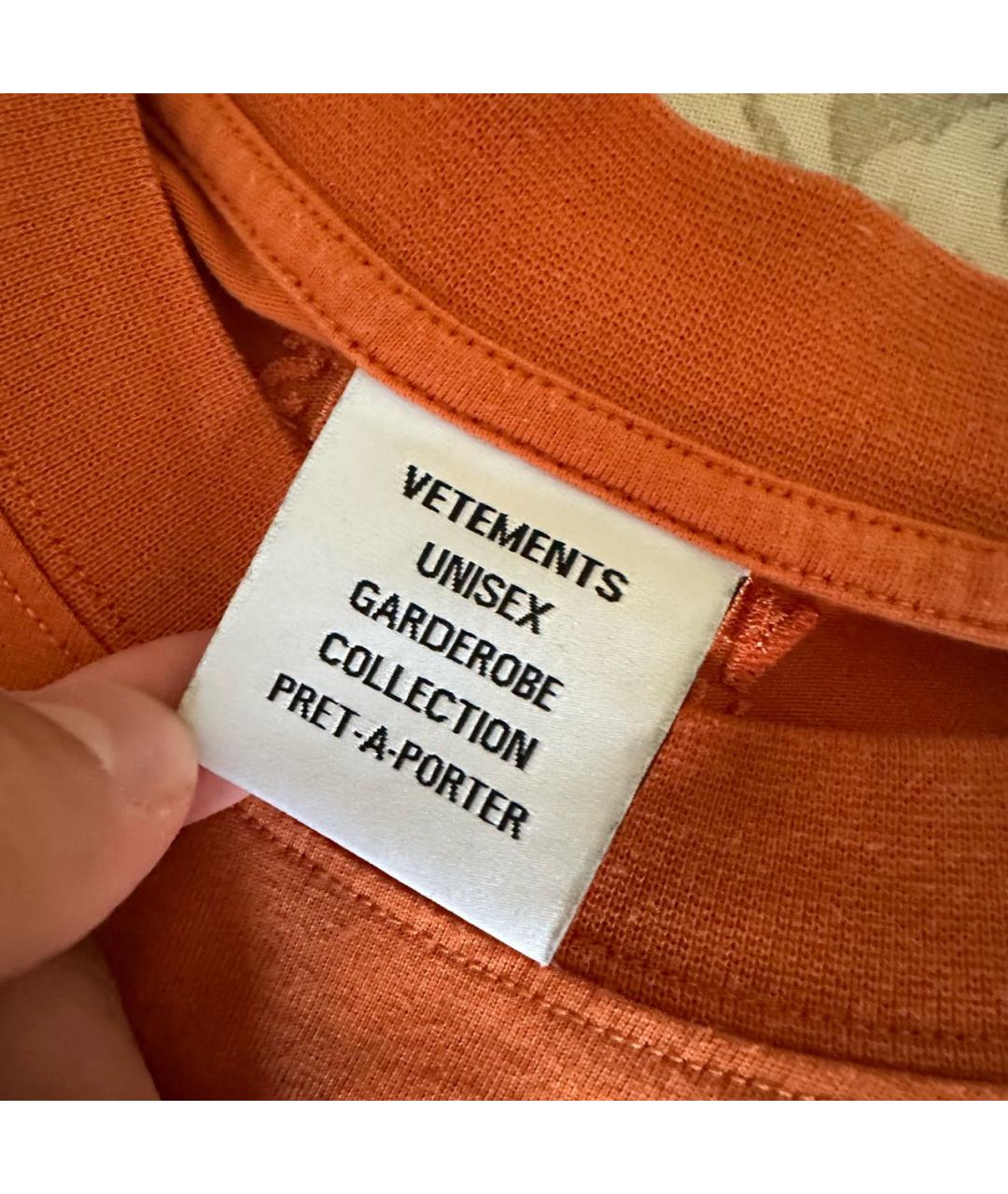 VETEMENTS Оранжевая хлопковая футболка, фото 3