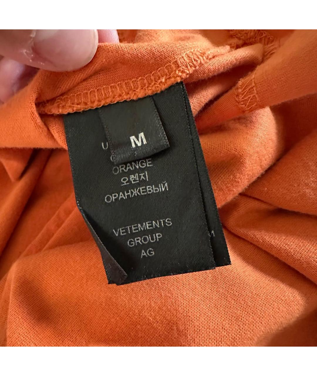 VETEMENTS Оранжевая хлопковая футболка, фото 6
