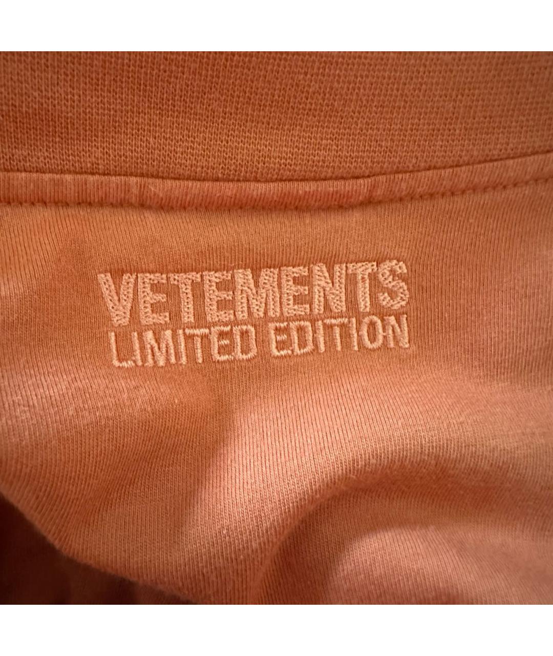 VETEMENTS Оранжевая хлопковая футболка, фото 4