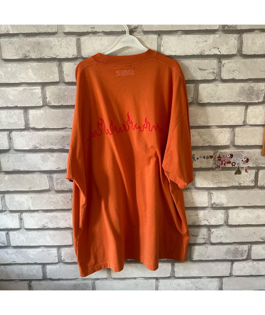 VETEMENTS Оранжевая хлопковая футболка, фото 2