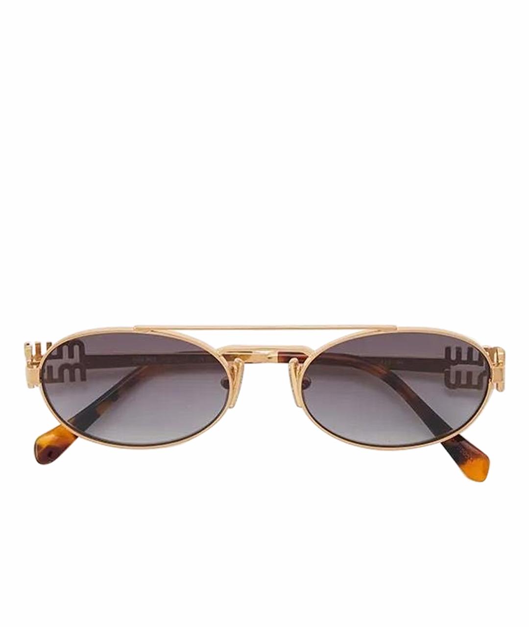MIU MIU Золотые металлические солнцезащитные очки, фото 1