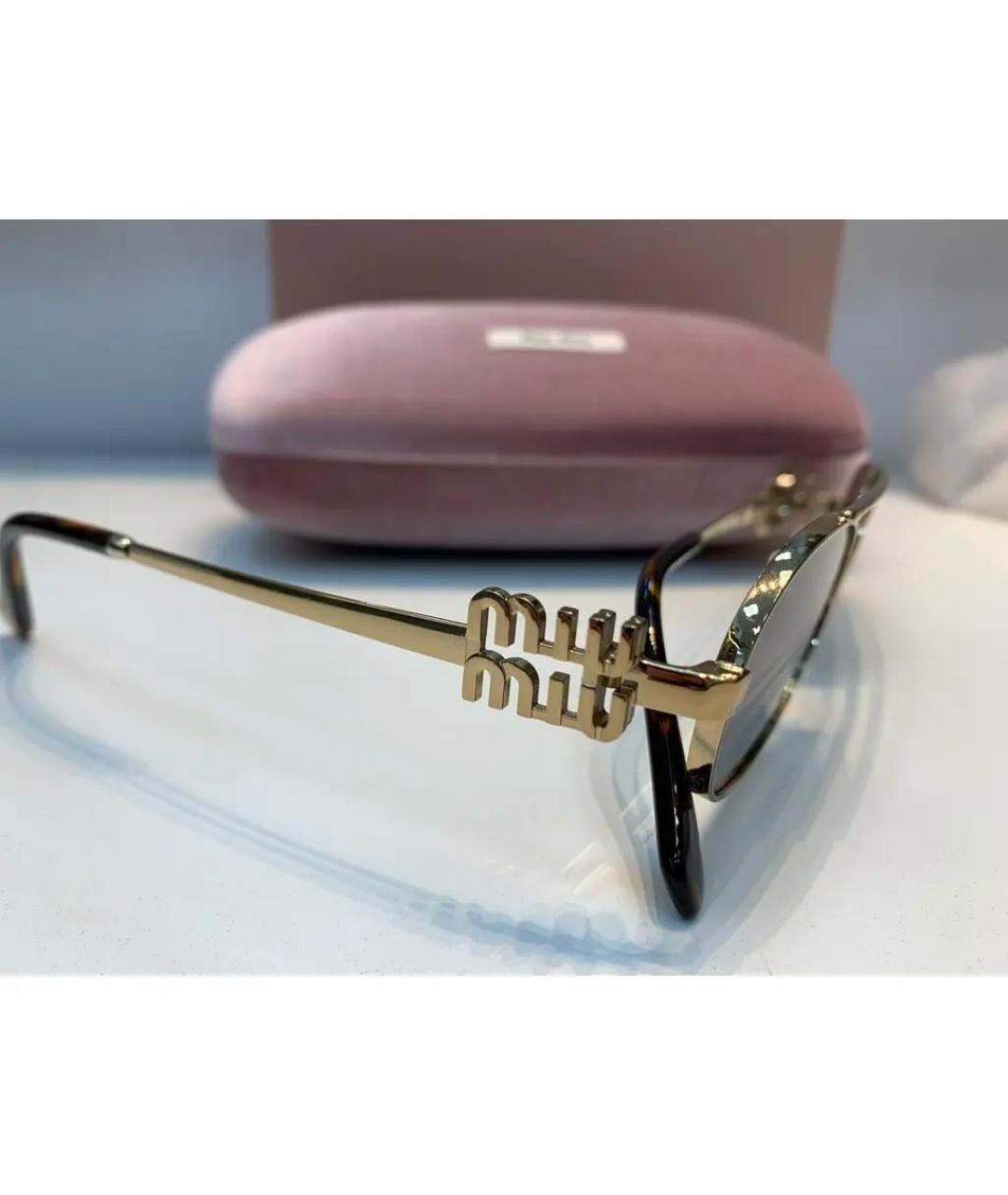 MIU MIU Золотые металлические солнцезащитные очки, фото 6