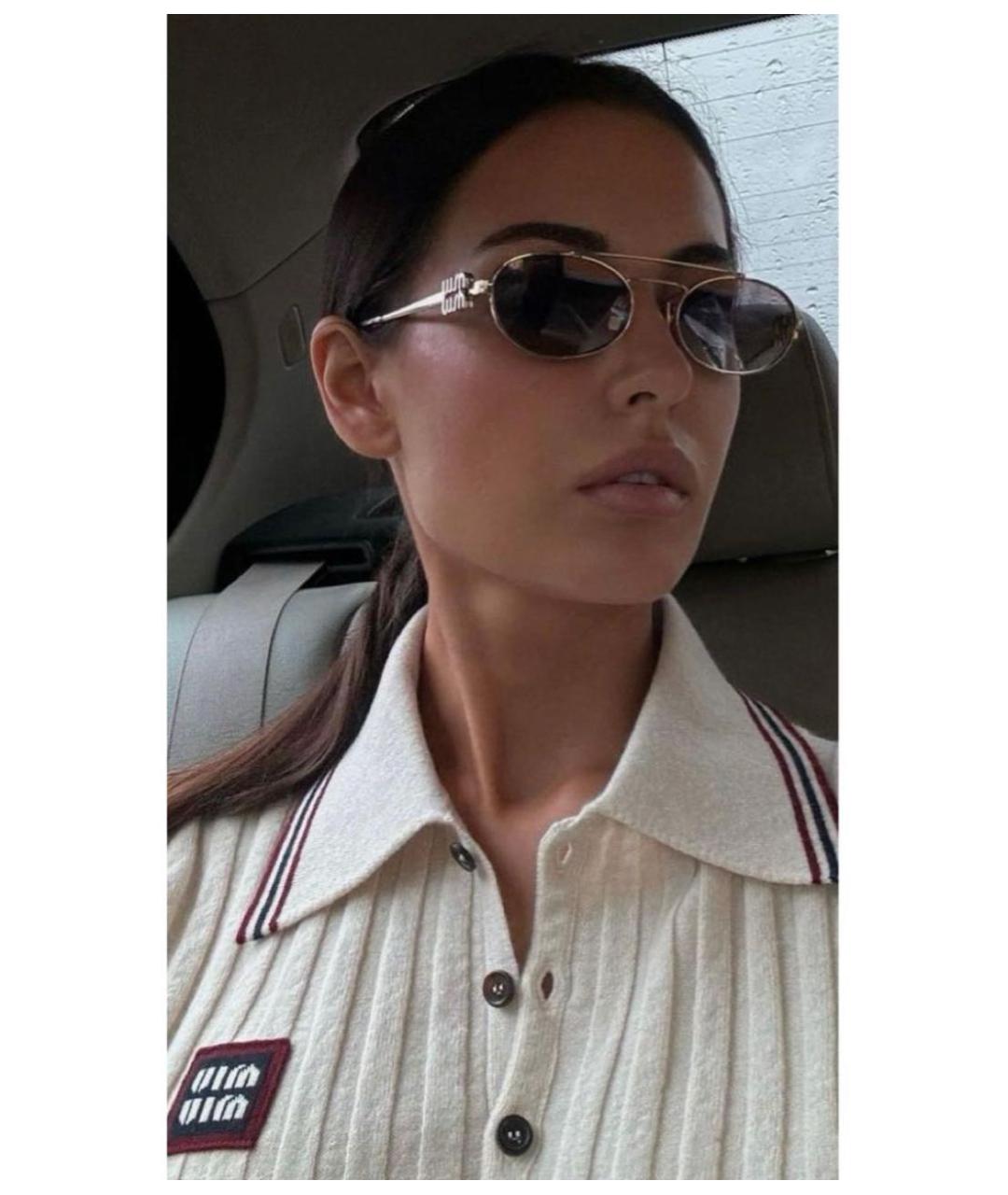 MIU MIU Золотые металлические солнцезащитные очки, фото 8