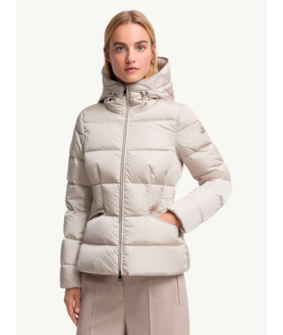 MONCLER Бежевая полиамидовая куртка, фото 3