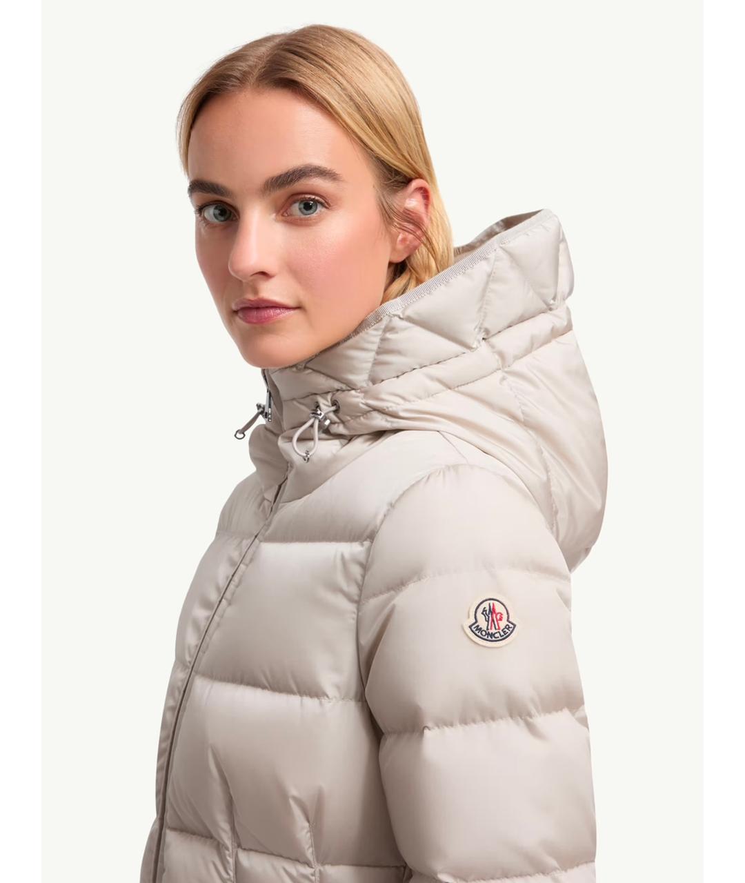 MONCLER Бежевая полиамидовая куртка, фото 4
