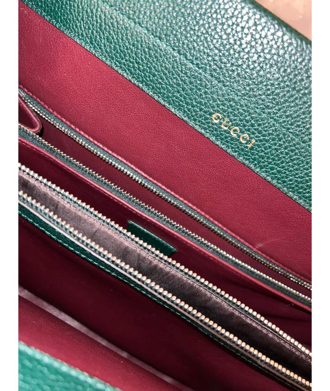 GUCCI Зеленая кожаная сумка с короткими ручками, фото 4