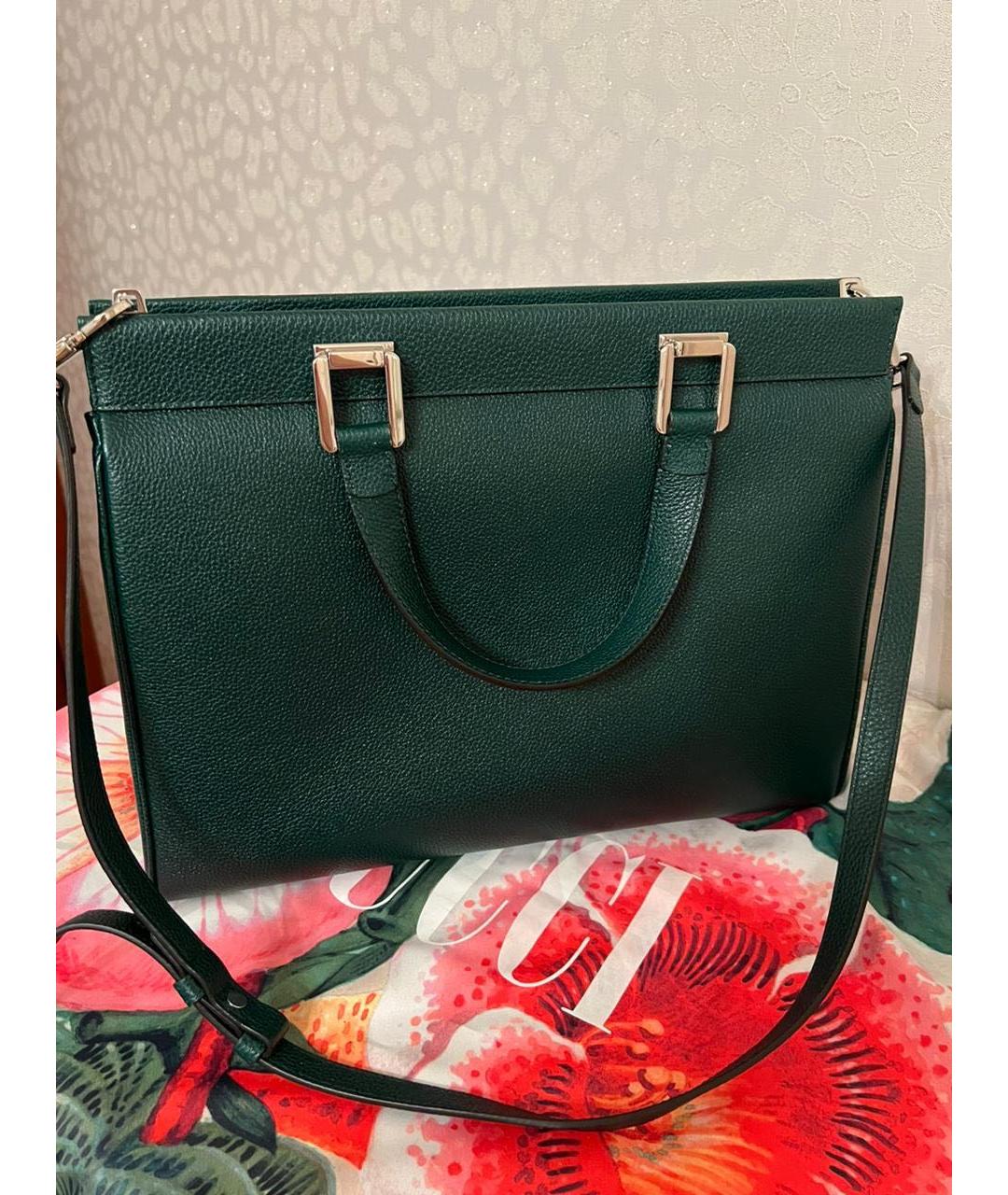 GUCCI Зеленая кожаная сумка с короткими ручками, фото 3