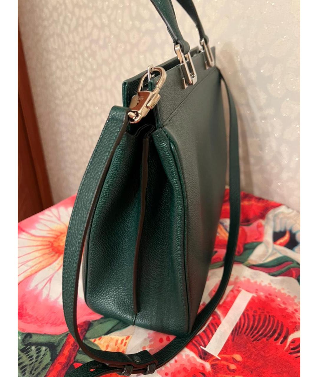 GUCCI Зеленая кожаная сумка с короткими ручками, фото 2