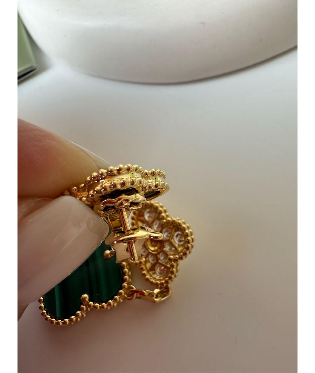 VAN CLEEF & ARPELS Зеленые серьги из желтого золота, фото 9